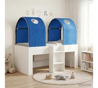 Madera ingeniería moderno minimalista Blanco 163 x 101 x 68 5 cm | Cama con Túnel 3 uds. Blanco y Azul Madera de Ingeniería Estructura Alta con Almacenamiento para Niños y Adolescentes