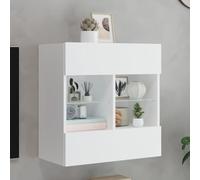 Madera ingeniería resistente humedad Luces LED RGB Mueble pared TV flotante | Mueble TV pared con luces LED RGB blanco 58,5x30x60,5 cm flotante moderno almacenaje salón dormitorio