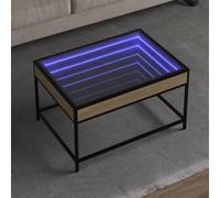 Madera ingeniería resistente LED RGB ambiental Infinity 70x50x41 cm Marrón | Mesa de Centro con Luces LED Infinity Roble Sonoma 70x50x41 cm Moderna con Espejo y Control Remoto para Salon y Dormitorio
