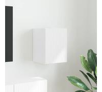 Madera Ingenierizada Montaje en Pared Moderno 30 x 31 x 40 cm Blanco | Soporte de TV Montado en la Pared 30 x 31 x 40 cm con Estante y Gabinete para Sala Estancia, Mueble Flotante Extraible de