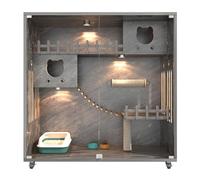 Madera Jaula para Gatos, Jaula Trampa para Gatos de Gran Espacio con Poste Rascador, Múltiples Funciones Gatos de Interior Cerrado para Gatos Puertas de Vidrio de Ventilación (Size : 90x60x125)