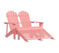 Madera maciza de abeto con otomanas desmontables diseño ergonómico para | Silla Adirondack de jardín 2 plazas madera maciza de abeto rosa con otomanas desmontables resistente intemperie para patio