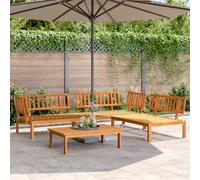Madera maciza de acacia diseño de listones para jardín terraza 4 piezas | Set de Sofás de Palets de Jardín 4 Pzas Madera Maciza de Acacia Mueble Exterior Modular con Mesa Esquinero Central Resistente