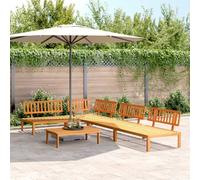 Madera maciza de acacia listones para jardín terraza 5 pzas marrón | Set de Sofás de Palets de Jardín 5 Piezas Madera Maciza de Acacia Muebles Exterior Modular con Mesa Apta Intemperie