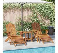 Madera maciza de acacia plegables para terraza 2 uds Marrón 75x84x90 cm | Sillas de jardín Adirondack con reposapiés 2 uds madera acacia plegables resistentes para exterior terraza patio