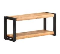 Madera maciza de acacia vintage con patas de hierro 90x30x40 cm marrón | Soporte para TV de madera maciza de acacia 90x30x40 cm mueble con estante y patas de hierro vintage para salón dormitorio