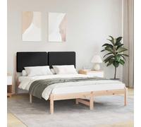 Madera Maciza de Pino Cabecera Acolchada Minimalista 140x200 cm Negro | Estructura de Cama con Cabecera Tapizada Negro 140x200 Camas Modernas Madera Pino Sin Somier Resistente Fácil Limpieza