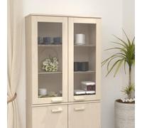 Madera maciza de pino con puertas de vidrio HAMAR marrón 85 x 35 x 100 cm | Aparador Superior HAMAR Pino Macizo Marrón Miel 85x35x100 cm Vitrina con Estantes y Puertas de Vidrio