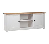 Madera maciza de pino diseño rústico retro 2 puertas 2 compartimentos | Mueble para TV madera de pino maciza blanco 120x40x50 cm armario con puertas organizador salón rústico