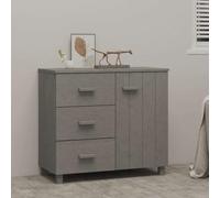Madera maciza de pino estilo nórdico con puerta y cajones Gris 90x40x80 cm | Aparador HAMAR madera maciza de pino gris claro 90x40x80 cm armario con cajones y puerta para salón comedor