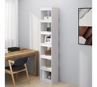 Madera maciza de pino separador ambientes estante 40x30x199 cm blanco | Estanteria separador de ambientes madera pino blanco 40x30x199 cm librero delgado con estantes abiertos para sala, oficina y
