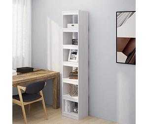 Madera maciza de pino separador ambientes estante 40x30x199 cm blanco | Estanteria separador de ambientes madera pino blanco 40x30x199 cm librero delgado con estantes abiertos para sala, oficina y