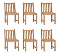 Madera maciza de teca resistente a la intemperie juego exterior Marrón 6 | Sillas de jardín 6 unidades madera maciza de teca exterior resistente apilables set patio terraza balcón robustas