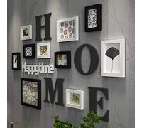 Madera Maciza Simple Foto De Pared Conjunto De Marcos De Fotos Multiples Creativo Marco De Foto De Fondo Dormitorio Collage Blanco - Nero Bianco