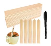 Madera Natural - Paquete De 50 Etiquetas Para Plantas De 15,3x2 Cm | Estacas De Jardín Impermeables Con Alfiler Para Hierbas | Etiquetas De Semillas Reescribibles Para Flores Y Verduras | Letreros Eco