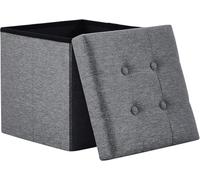 Madera Nieve Banco con Almacenamiento, Banco Acolchado, Taburete, baúl con Capacidad de Carga de hasta 300 kg, 38 x 38 x 38 cm (Lino) (Gris Oscuro)