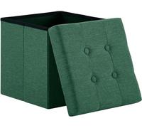 Madera Nieve Banco con Almacenamiento, Banco Acolchado, Taburete, baúl con Capacidad de Carga de hasta 300 kg, 38 x 38 x 38 cm (Lino) (Verde)