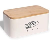 Madera Nieve Panera de bambú ecológico | Cubierta convertible en tabla de cortar | Ideal para almacenar pan y mantenerlo fresco por más tiempo | Diseño retro para cocina (Beige-tapa de Bambú)