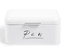 Madera Nieve Panera metálica con tapa abatible | Caja de almacenamiento para pan, bollería y galletas | Mantiene el pan fresco y seco | Diseño retro para cocina (Blanco, Metálica 31)