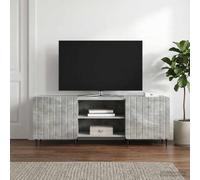 Madera Premium Estante Puertas 90° Salón Rectangular Gris 150x31x52 cm | Mueble de TV Gris Hormigón 150 x 31 x 52 cm con Puertas y Estante, Soporte para Televisor de Madera con Patas de Hierro,