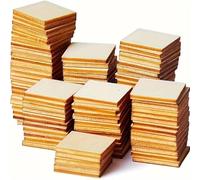 Madera redonda sin terminar, Paquete de 100 cuadrados de madera sin terminar de 2,5 x 2,5 cm y 0,38 cm de grosor de madera contrachapada de álamo for manualidades.