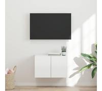 Madera Resistente Moderno Montaje en Pared 59 5 x 31 x 40 cm Blanco | Soporte de Pared para TV 59,5x31x40 cm Brillante, Mueble Flotante con Puertas y Estante, Gabinete Multimedia con