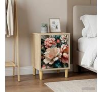 Madera roble Sonoma organizador dormitorio BORNE 36 x 33 x 50 cm marrón | Mesa de noche BORNE 2 uds. Roble Sonoma 36 x 33 x 50 cm con puertas, almacenaje y fijación a pared