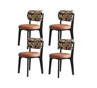 Madera sillas comedor pack 4 Silla de comedor moderna de cuero, sillas salon tapizada y resistente a los arañazos ideal para cocinas salones y comedores / color hueso Black legs + orange set of 4