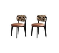 Madera sillas comedor pack 4 Silla de comedor moderna de cuero, sillas salon tapizada y resistente a los arañazos ideal para cocinas salones y comedores / color hueso Black legs + orange set of 2
