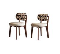 Madera sillas comedor pack 4 Silla de comedor moderna de cuero, sillas salon tapizada y resistente a los arañazos ideal para cocinas salones y comedores / color hues Walnut legs + off-white set of 2