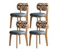 Madera sillas comedor pack 4 Silla de comedor moderna de cuero, sillas salon tapizada y resistente a los arañazos ideal para cocinas salones y comedores / color hueso Wooden legs + blue set of 4
