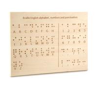 Madera Tablero del Alfabeto Braille, Alfabeto Braille y Tablero de Números Puntos Tallados Braille Alphabet Board Herramienta Educativa Montessori Ayuda para la Enseñanza para Todas Las Edades