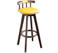 Madera Taburete De Bar Giratorio, Silla De Bar Tapizado Cuero Taburete De Cocina Alto para Cafetería, Comedor, Salas De Estar, Terraza, Jardin(Yellow,63cm)