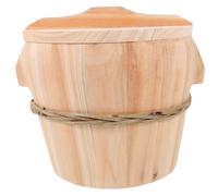 Madera Vaporera de Arroz 21x21x18,2cm, Cubo Doméstico con Tapa | Bambú Trenzado en Aro, Base Reforzada, Acabado Liso sin Barniz, para Cocción Uniforme de Arroz y Dumplings Varios estilos