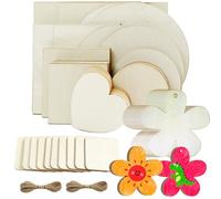 Maderas 62 Piezas Marcasitios Madera Madera Manualidades Cuadradas Circulo Flores Cuadradas Corazones Manualidade Niños, Posavasos, Adornos Del Hogar Etiquetas Para Pintar