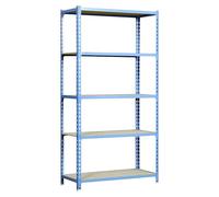Maderclick Estantería metálica (Al x An x Pr: 180 x 90 x 50 cm, Capacidad de carga por balda: 150 kg, Número de baldas: 5 ud., Inserción, Azul)