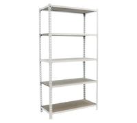Maderclick Estantería metálica (Al x An x Pr: 180 x 90 x 50 cm, Capacidad de carga por balda: 150 kg, Número de baldas: 5 ud., Inserción, Blanco)
