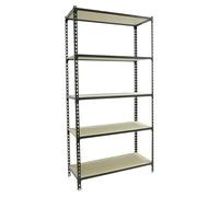 Maderclick Estantería metálica (Al x An x Pr: 180 x 90 x 50 cm, Capacidad de carga por balda: 150 kg, Número de baldas: 5 ud., Inserción, Antracita)