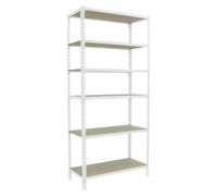 Maderclick Estantería metálica (Al x An x Pr: 250 x 90 x 40 cm, Capacidad de carga por balda: 150 kg, Número de baldas: 6 ud., Inserción, Blanco)