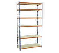 Maderclick Estantería metálica Megaplus (Al x An x Pr: 250 x 120 x 50 cm, Capacidad de carga por balda: 200 kg, Número de baldas: 6 ud., Inserción,...