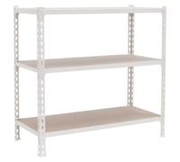 Simonrack Estantería metálica 900×1200×400 mm 3 baldas de madera 200 kg punto flexión, Blanco/Madera