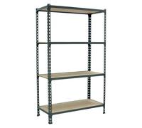Maderclick Estantería metálica Mini (Al x An x Pr: 150 x 80 x 50 cm, Capacidad de carga por balda: 150 kg, Número de baldas: 4 ud., Inserción, Gris)
