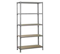 Maderclick Estantería metálica Plus (Al x An x Pr: 200 x 100 x 50 cm, Capacidad de carga por balda: 150 kg, Número de baldas: 5 ud., Inserción, Gris)