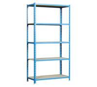 Maderclick Estantería metálica Plus (Al x An x Pr: 200 x 100 x 50 cm, Capacidad de carga por balda: 150 kg, Número de baldas: 5 ud., Inserción, Azul)