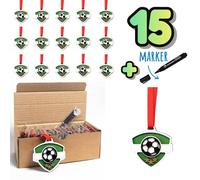 MADERICO Wooden Football Medal | 15 PCS | Personalized Trophy for Tournaments | Victory Medals | Sports Medals | Eco-Friendly and Handcrafted - Perfect for Football Achievements and Gifts