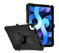 MadeRy Funda para iPad Air 4 10.9" 2020 / iPad Pro 11" 2020/2018, Rugosa Resistente Antichoque Carcasa Cover con Soporte y Correa Hombro (Negro+Negro)