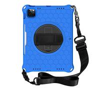 MadeRy Funda para iPad Air 4 10.9" 2020 / iPad Pro 11" 2021/2020 / 2018, Rugosa Antigolpes Carcasa con Soporte Rotación y Correa Hombro, Azul