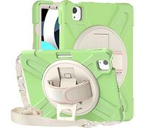 MadeRy Funda para iPad Air 4 10.9" / iPad Pro 11" 2021 & 2020 & 2018, Carcasa Robusta Antichoque Rugosa con Soporte Rotativo Asa de Mano y Correa Hombro.(Verde Matcha)