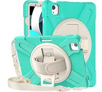 MadeRy Funda para iPad Air 4 10.9" / iPad Pro 11" 2021 & 2020 & 2018, Carcasa Robusta Antichoque Rugosa con Soporte Rotativo Asa de Mano y Correa Hombro.(Menta Verde)
