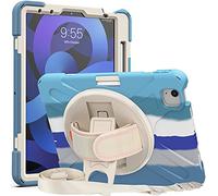 MadeRy Funda para iPad Air 4 10.9" / iPad Pro 11" 2021 & 2020 & 2018, Carcasa Robusta Antichoque Rugosa con Soporte Rotativo Asa de Mano y Correa Hombro.(Azul Camuflaje)